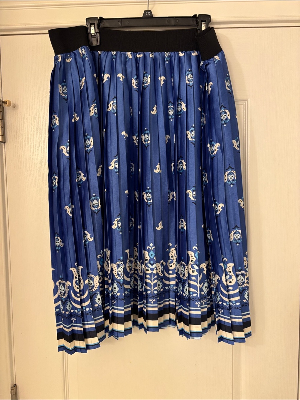 Lane Bryant Blue Pleated Printed Midi Skirt Size 18